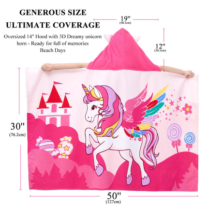 Unicorns Hooded Towels for Kids,Soft Kids Beach Towel,30" x 50"