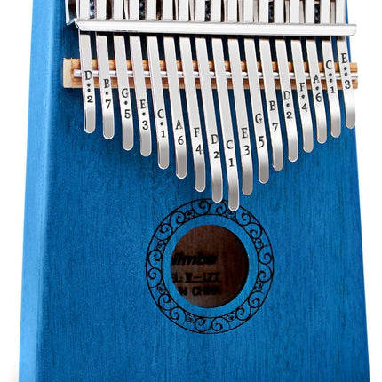 Kalimba Thumb Piano, Portable 17 Keys Mbira Finger Piano with Tune Hammer and Instruction, Musical Instruments Gift for Adult Beginners Professional(Blue)