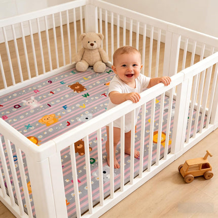 RONGFA Baby Play Mat 50x50x1.3 Inch, Memory Foam Crawling Mat, Non-Slip Water-Repellent Playpen Mat, Soft Cushioned Floor Mat for Infants Toddlers (Lion)