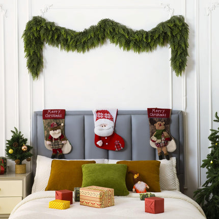 9Ft Christmas Garland,Real Touch Cedar Garland,Realistic Faux Pine Garlands