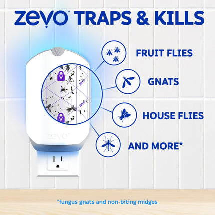 Flying Insect Trap for Fruit Flies & Gnats, 1 Plug-in Base & 3 Refills