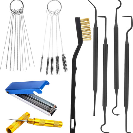 9Pcs Carburetor Cleaning Tool, Carb Jet Cleaning Kit & Welding Tip Cleaner with Stainless Steel Needles, Brushes & Hooks for Motorcycle ATV Chainsaw & Welder Professional