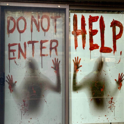 2PCS Halloween Giant Bloody Window Posters Windows Clings Party Decoration Haunted House Door Cover Creepy School Dormitory Window 60" x 60"