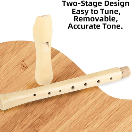 Maple Wooden Soprano Recorder, C Key German Style Fingering 8 Holes 2 Piece School-Approved Musical Instrument Pupil Student Educational (Wood Color)