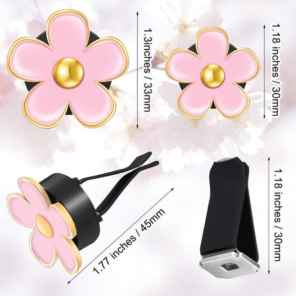 Frienda 6 Pcs Daisy Flower Air Vent Clip Accessories Air Conditioning Outlet Clip Car Air Freshener Dashboard Accessories Charm Car Inter Decor(3 cm, 3.3 cm,Black, Pink, White)