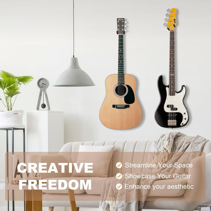 Bandpop Guitar Wall Mount - Solid Beech Wood Guitar Hanger with 5pcs Picks for Acoustic, Electric, Bass, Banjo, Mandolin