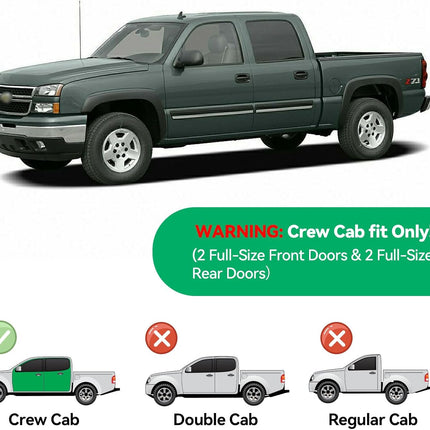 in-Channel Rain Guards for 2001-2007 Chevy Silverado & GMC Sierra 1500/2500/ 3500 Crew Cab, Window Visors Vent Deflector Shade Smoke for 02-06 Chevy Suburban/GMC Yukon XL/Escalade EXT/Avalanche