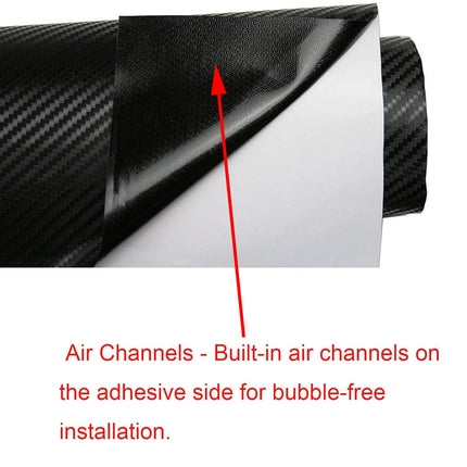 3D Black Carbon Fiber Car Vinyl Wrap Self-Adhesive Film 1ft x 5ft