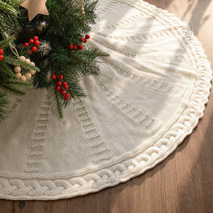 Knit Christmas Tree Skirts, Neutral Tree Skirt, Cozy Christmas Decorations
