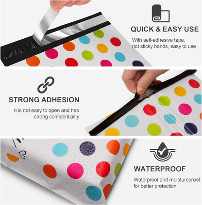 Poly Mailer 10x13 100 Pack - Self Adhesive Polka Dot Shipping Bags - photo 3