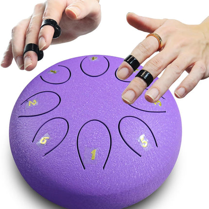 REGIS Steel Tongue Drum 6 Inch 8 Notes, Rain Drum Style Calming Percussion Instrument for Relaxation & Meditation, Musical Gift for Adults & Beginners(Lavende)