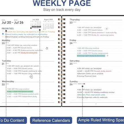 Planner 2026-2027, Academic Weekly and Monthly Calendar Planner, July 2026 - June 2027, Hardcover Spiral Agenda Book, School Supplies for Teacher Student - Letter Size(8.5" x 11")