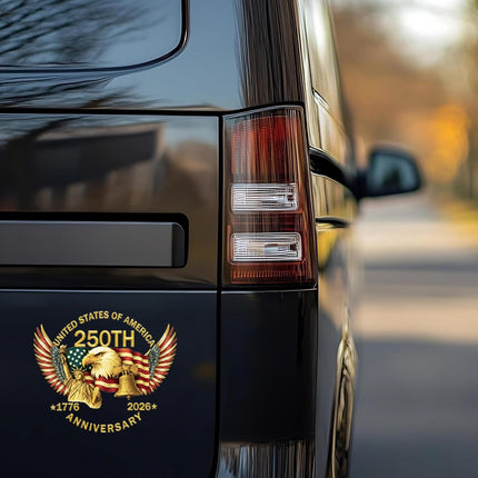 2PCS 250th Anniversary USA Car Window Decal Sticker,1776-2026 American Independence Commemorative Sticker，USA Patriotic 4th of July Vinyl Bumper Stickers for Car, Pickup Truck, SUV (Eagle Wings)