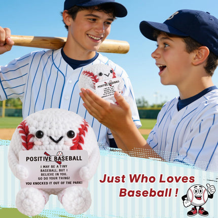 MS ZHENQIAO Positive Baseball Crochet - Handmade Baseball Gifts for Men Women Son Daughter - Emotional Inspirational Support Gift for Teammate Coach Boyfriend Brother