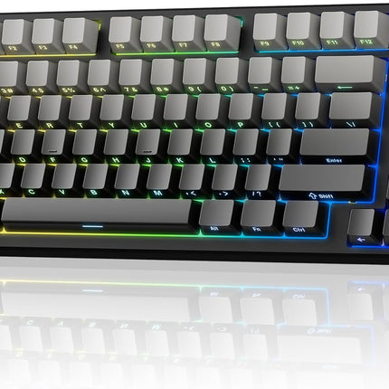Kisnt KN85 Wireless Mechanical Gaming Keyboard, 75% Layout with RGB Backlit, Custom Hot Swappable, Creamy Sound, Bluetooth/2.4GHz/USB-C Compatible with Windows/Mac/PC(Gradient Gray, Side Printed)