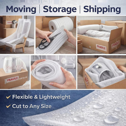 1/8" Thick EPE Foam Roll 12" x 131' Packaging Foam Roll Protective Cushion Material for Fragile Items - photo 5