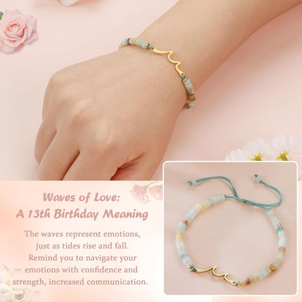 Sereney Birthday Gifts for Women, Graduation Gifts for Teen Girls Gifts Idea as Wave Bracelet as 13th 16th 18th 21st 40th 50th 60th Birthday Gifts for Girls Adjustable Natural Stone Bracelet