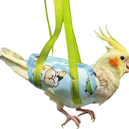 Small Bird Sling Carrier Bag, Parrot Restrained Vest Escape Resistant Bird Carrier Harness for Budgie, Cockatiel, Green-cheeked Conure (Small)