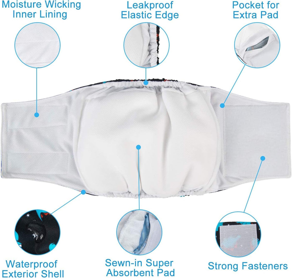 Dog Belly Bands for Male Dogs - Washable Wrap Diapers - photo 4
