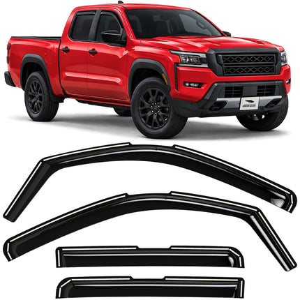 in-Channel Extra Durable Rain Guards for Nissan Frontier 2022-2026 Crew Cab, Window Deflectors, Vent Window Visors, 4 Pieces - 200457