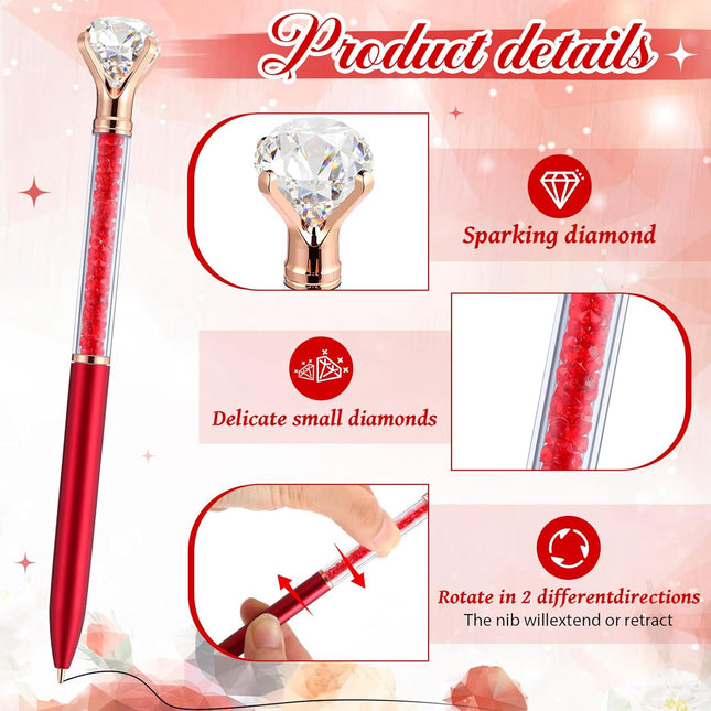 30 Sets Mother's Day Gift Bulk Diamond Pens with Crystal Top Cute