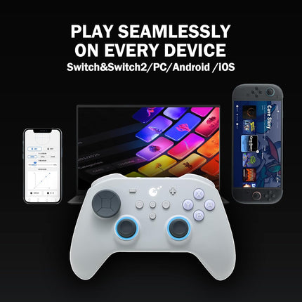 GuliKit TT MAX Bluetooth Gaming Controller for Switch 2/Switch/PC/Android/iOS, Ultra-Fast Gamepad with Adjustable TMR Joysticks, Hall & Micro Triggers, 4 Rear Paddles, Switch 1/2 Wake-Up & Multi-functional Adapter