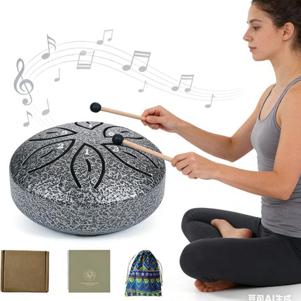 3 Inch Steel Tongue Drum – 6-Note Mini Chakra Drum with Bag, Mallets & Sheet Music – Portable Handpan Percussion for Meditation, Yoga, Outdoor Garden