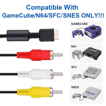 AV Cable Composite Video Cord Compatible with Nintendo 64/N64/GameCube/Super Nintendo SNES TV Game(6 Feet)