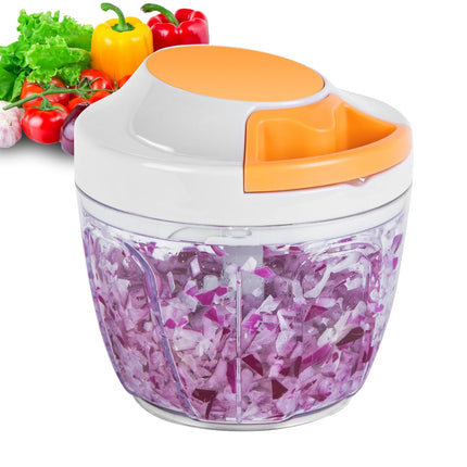 Manual Food Processor & Vegetable Chopper, Hand Pull String Garlic Mincer Onion Chopper Dicer for Salsa Pesto Guacamole, 3 Stainless Steel Blades, 500ml White