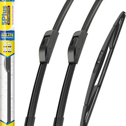 5 PLUS® Windshield Wiper Blades Replacement for 2017-2007 Jeep Wrangler Windshield Wipers (Pack of 3), Automotive Replacement Windshield Wiper Blades For My Car Water Repellent-15"/15"/12"