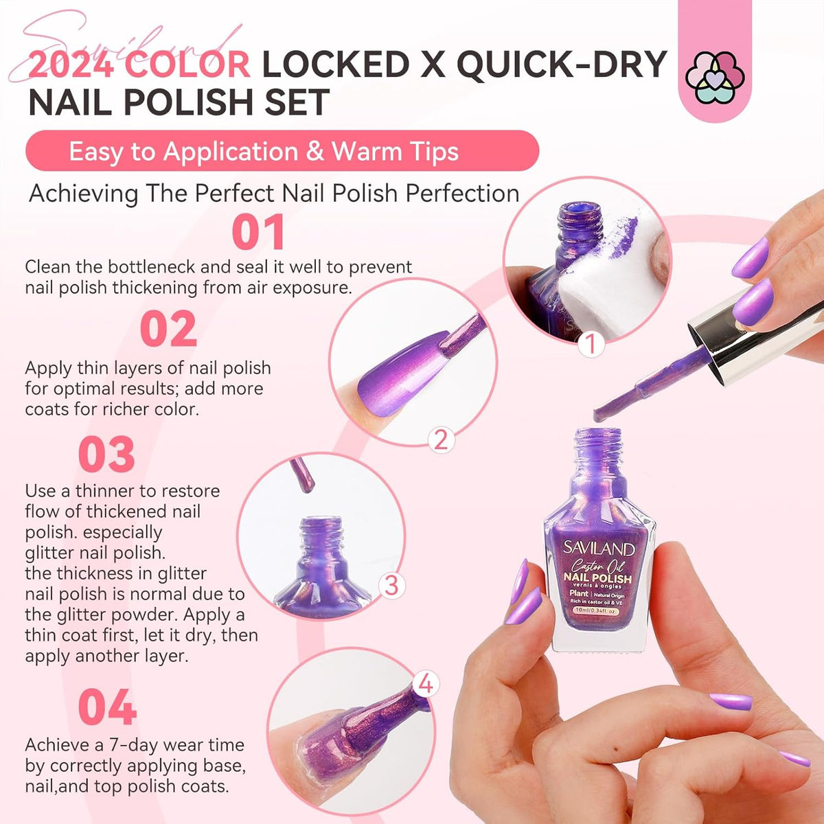 6pcs Ombre Nail Polish Sets: Charm Pink Blue Gold Purple Pearl Summer Fingernail Polish Colors Air Quick - photo 4