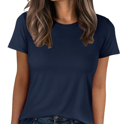 Women Short Sleeve Tops Summer Wrinkle-Free Basic Tee Shirts