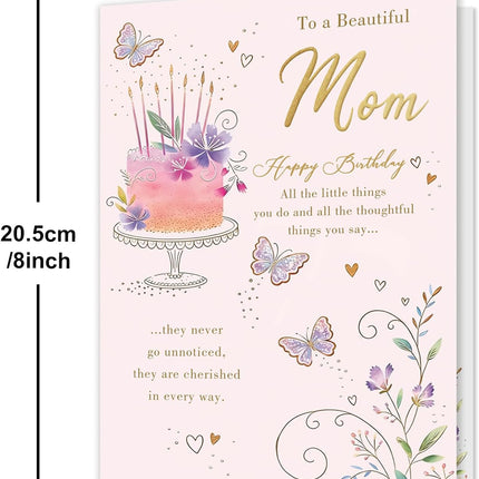 Mom Birthday Card, Happy Birthday Card Gifts for Mom from Daughter Son, Mother Birthday Card