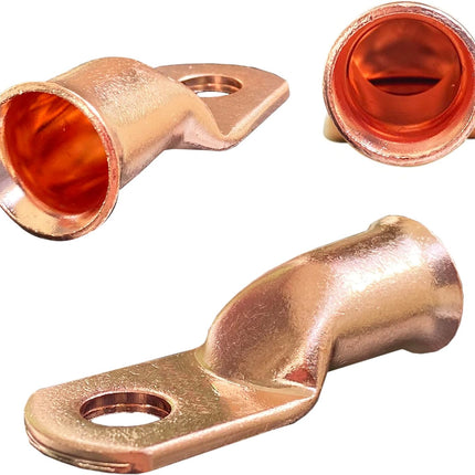 10pcs 4/0 AWG-5/16 Ring Battery Lugs, Copper Lugs, Battery Cable Ends, Tubular Terminals, Battery Terminal Connectors with Heat Shrink Tubing (10, 4/0 Awg - 5/16" (M8) Ring)