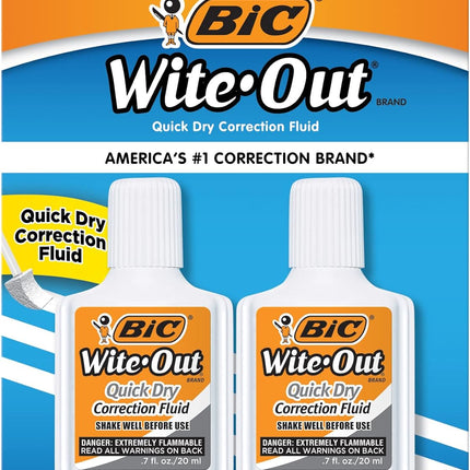 Bic Wite-Out Quick Dry Correction Fluid - 2 pack - white color writeout - white-out