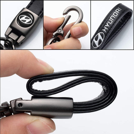 Car Keychain Keyring for Automobile,Car Key Lanyard for Women&Men,Leather Key Chain Compatible With Hyundai Santa Fe Palisade Kona Elantra KeyFob Holder Replacement