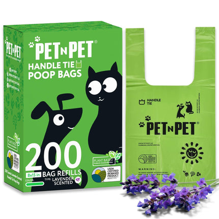 Dog Poop Bags with Handles, 200 Count, Unscented