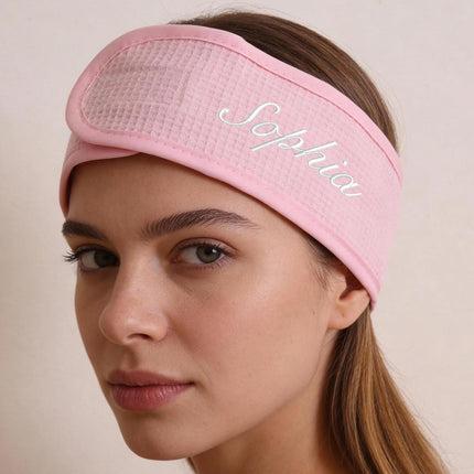 Personalized Spa Headband for Women,Custom Embroidered Skincare Headband, Super Absorption Makeup Hair Wrap Fits All, Workout, Yoga, Gym, Salon, Home Use
