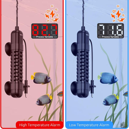 SEAOURA Small Aquarium Heater, 50W Mini Fish Tank Heater 5-10 Gallon, Adjustable Submersible Turtle Betta Heater with External Digital Display Intelligent Safety Protection for Fresh/Saltwater