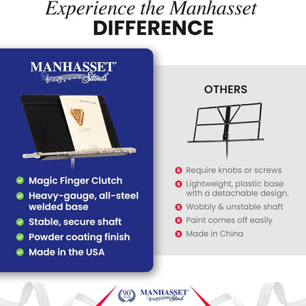 Manhasset Music Stand for Sheet Music - 48 Symphony Model - Long Lasting, Durable Manhasset Stand - Adjustable Height - 26" to 48" - Made in the USA