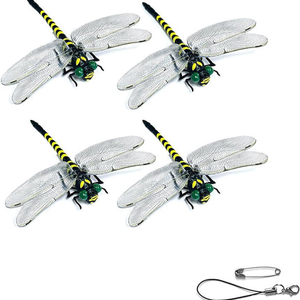 4PCS Dragonfly Clip, 3D Fake Dragonfly Clips to Keep B ugs Away,Artificial Dragon Fly for Deer and Horse,Fly Scare Devices for Indoor Outdoor