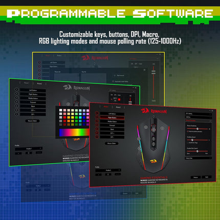 Redragon Updated S107 Gaming Keyboard and Mouse, RGB Gaming Keyboard and 10000 DPI Mouse Combo with 25-Key Anti-Ghosting, 1K Hz Programmable Mice with Software, Plug & Play to PC, Laptop [Upgrade]