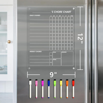 Acrylic Magnetic Chore Chart for Fridge, Clear Dry Erase Chores Chart for Refrigerator, Responsibility - photo 4