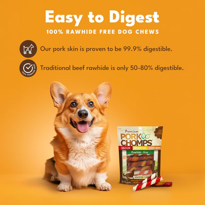 Baked Pork Skin Dog Chews, 6 Inch Twists, 24 Count - Assorted Flavors - Long-Lasting Treats for Dogs  - photo 2