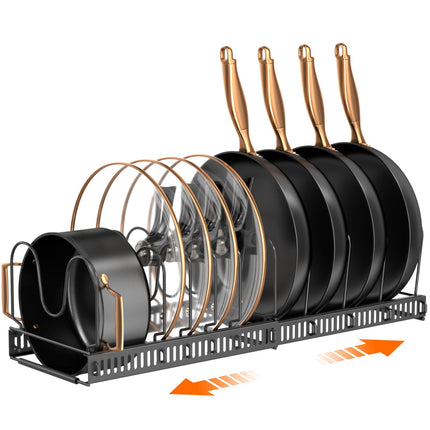 Expandable Pot Pan Lid Organizers inside Cabinet, 10 Divider-Black