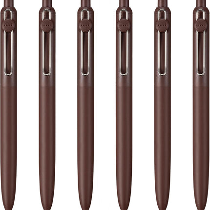 uniball Zento Retractable Liquid Gel Pens, Medium Point (0.7mm), Umber Barrel, Black Ink. 6 Pens