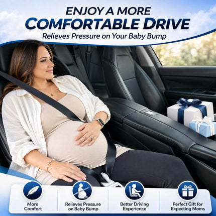 Pregnancy Soft Bump Cushion for Seat Adjustmen Belly, Universal Shoulder Strap Pad for Improved Comfort, Car Interior Accessory (Black)