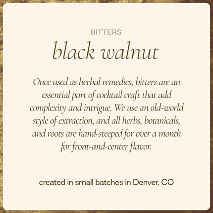 Strongwater Black Walnut Bitters (40 Servings) - Rich, Nutty Walnut Bitters to Pair with a Manhattan, Coffee, or Use for Old Fashioned - 3oz, 1 Pack