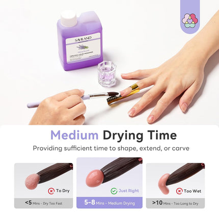 SAVILAND Odorless Monomer Acrylic Nail Liquid 240 ml: Lavender Scented EMA Monomer MMA-Free Nail Monomer Liquid Non-Yellowing Acrylic Monomer for Acrylic Powder DIY Nail Art Home Use