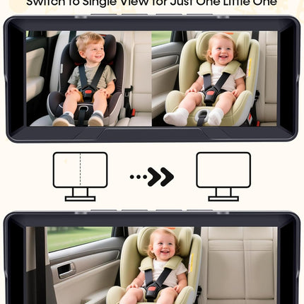 Thybro 1080P Dual Baby Car Camera: 6.8" Night Vision Monitor 2-Kids from Head to Toe at Once - USB Plug & Play Tool-Free Easy Setup for Two-Child Families on Daily Driving
